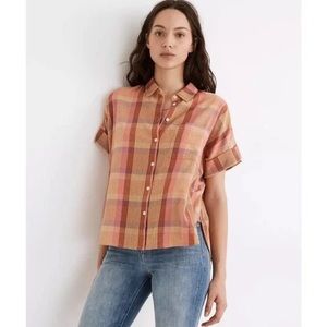 Madewell Daily Shirt Neon Madras Plaid Sz XXS